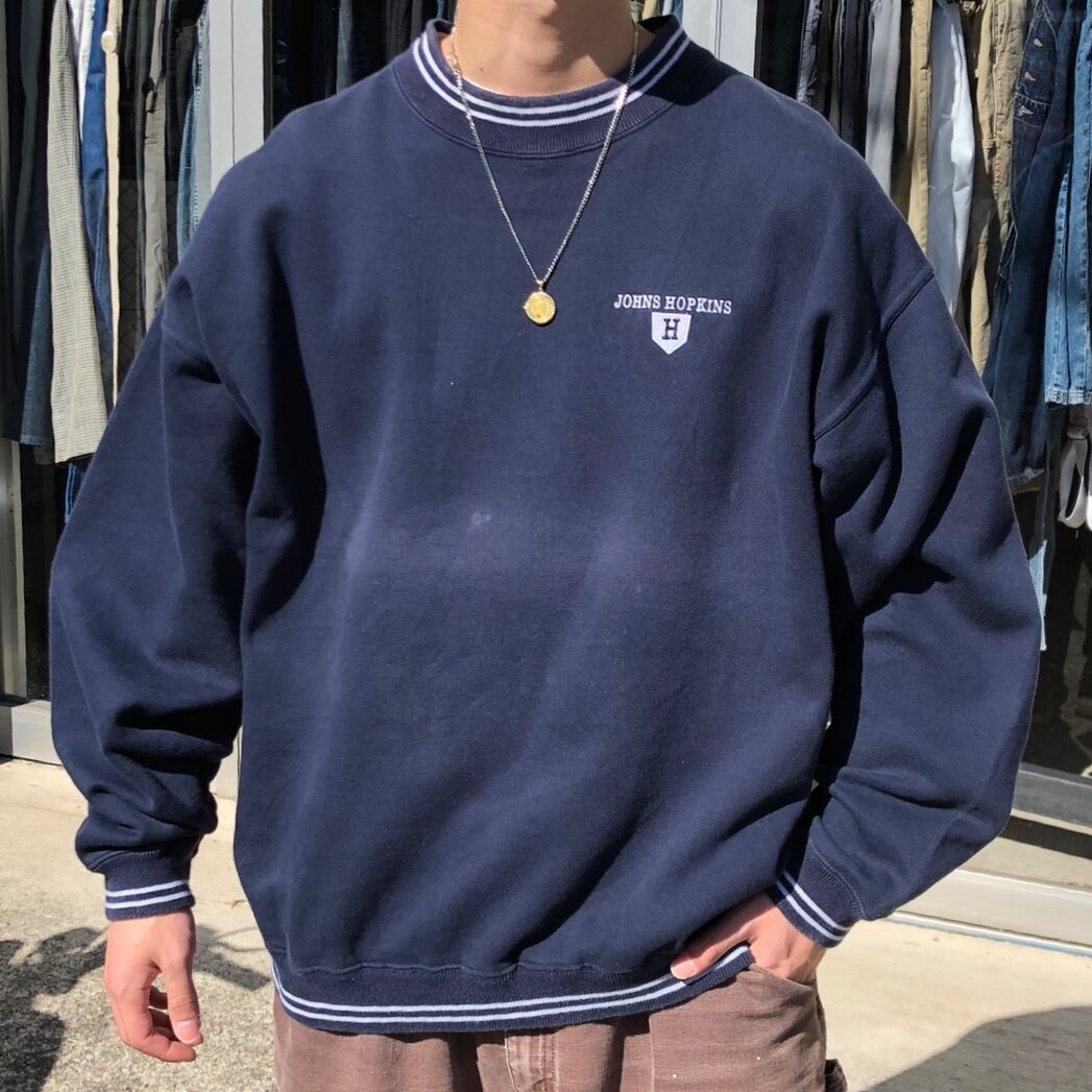 5367.カレッジ 刺繍ロゴ 肉厚スウェット ジョンズホプキンズ L 古着