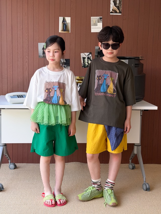 【KID】トリプルキャットプリント半袖Tシャツ - 9