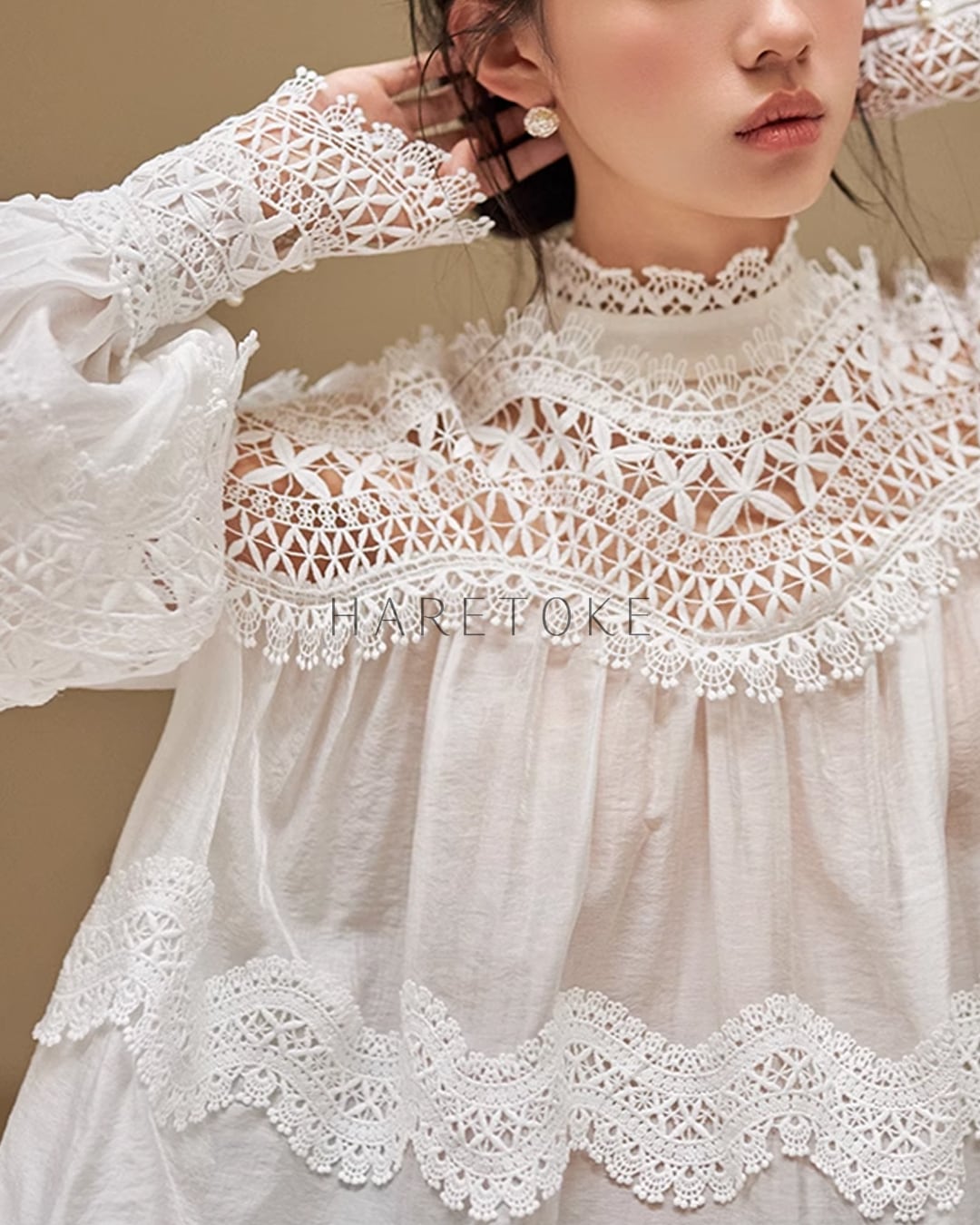 【美品】MUVEIL ビジュー付き 刺繍レース　シャツジャケット ミュベール“レオパード柄の襟付き”4WAYトレンチコート＆ふんわり