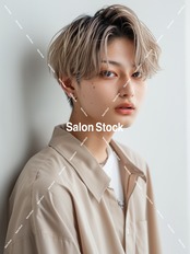 【メンズ】ハイトーン七三センターパート