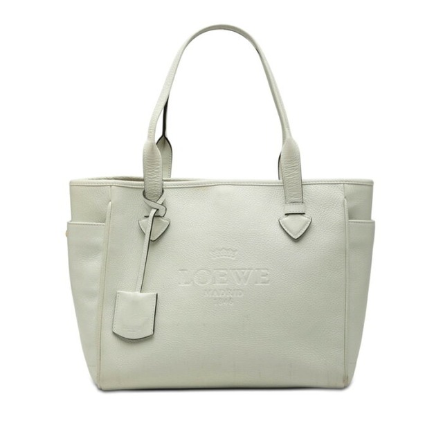 ロエベ ヘリテージ トートバッグ ショルダーバッグ ホワイト レザー レディース LOEWE 【中古】