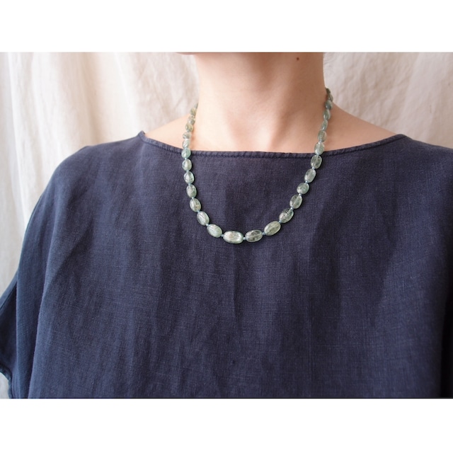 再入荷／Green Kyanite × Zirconia Necklace／グリーンカイヤナイト×ジルコニア ネックレス