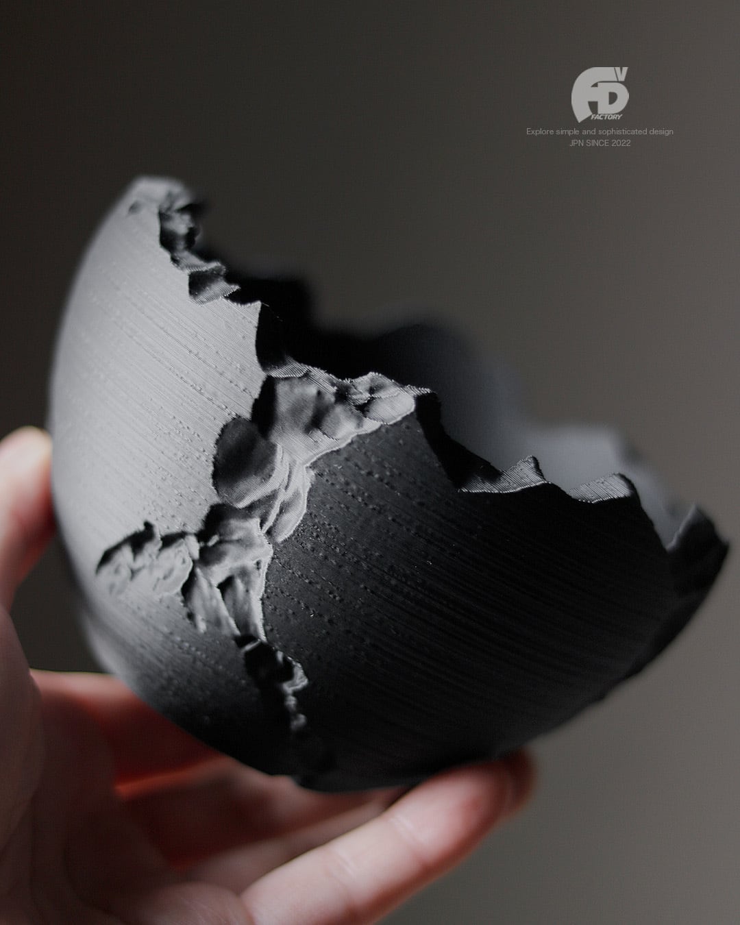 Adv-055-M (120×75) Erosion cr｜自然侵食を模したクラッキング鉢｜3D