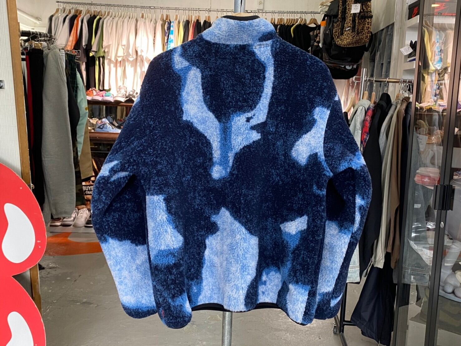 Supreme 21AW × THE NORTH FACE Bleached Denim Print Fleece Jacket 