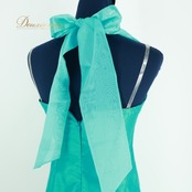 フラダンス 衣装 ワンピース ドレス グリーン系 光沢 無地 シンプル リボン ハワイアン アロハ 緑 高級感 上品 かわいい ダンス衣装 華やか 鮮やか