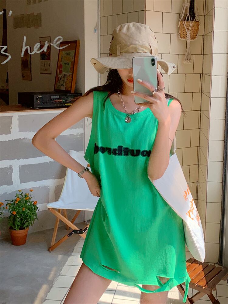 ノースリーブTシャツ レディースサマー薄手カジュアルルーズトップス 夏物 ブラックストロベリース13939237389