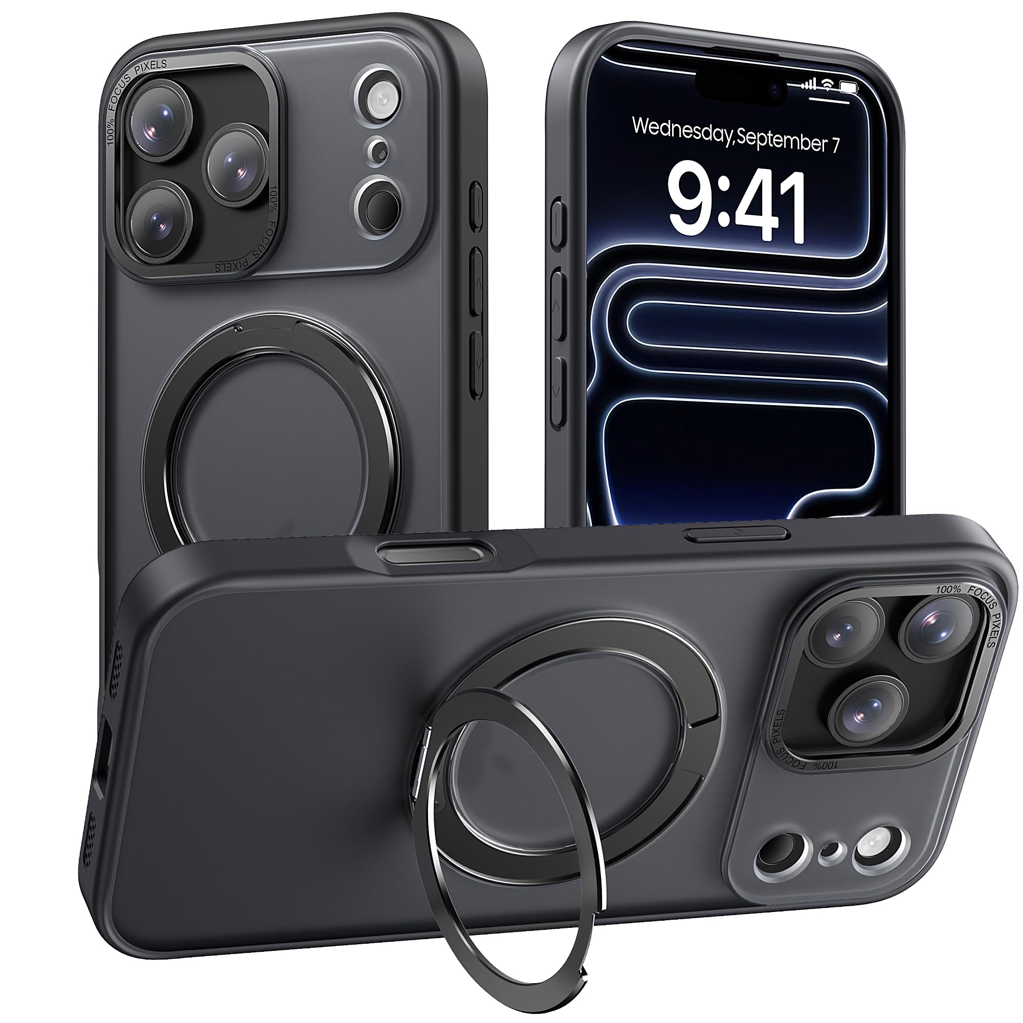 【多機能360度回転スタンド】Mcoifull 適用 iPhone 18 Pro / 17 Pro 用の ケース ブラック