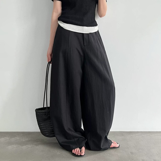 front stitch wide pants 14505