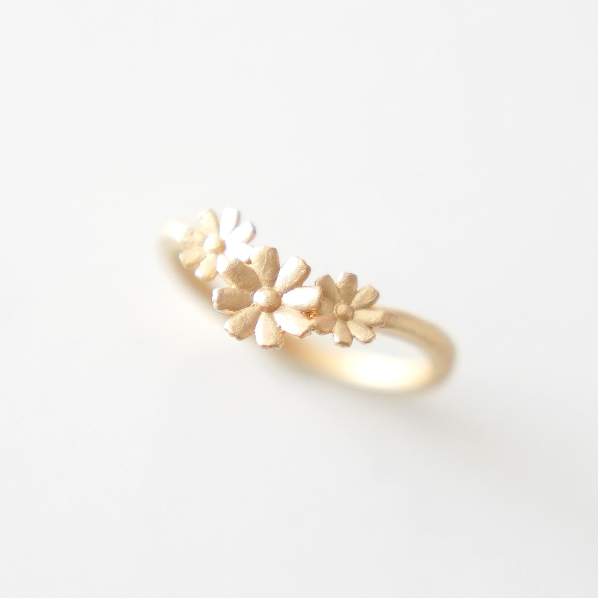 秋の桜】コスモスの花冠リング/ ピンクゴールド ホーニング加工《送料