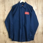 ★RED CAP レッドキャップ ワッペン付き ワークシャツ 長袖シャツ ロングスリーブ 紺色 ネイビー サイズ メンズ M ストリート アメカジ 古着 s25013106【長袖シャツ】【BS50】