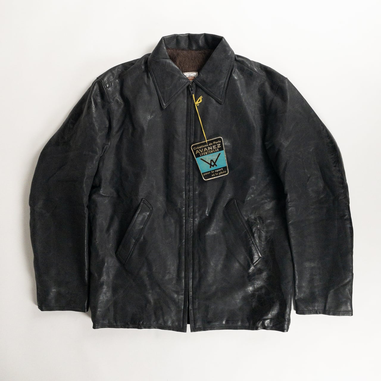 1970s "French Vintage" Black Leather Sport Jacket, Dead Stock