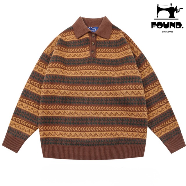 Polo collar pullover sweater(FD149)