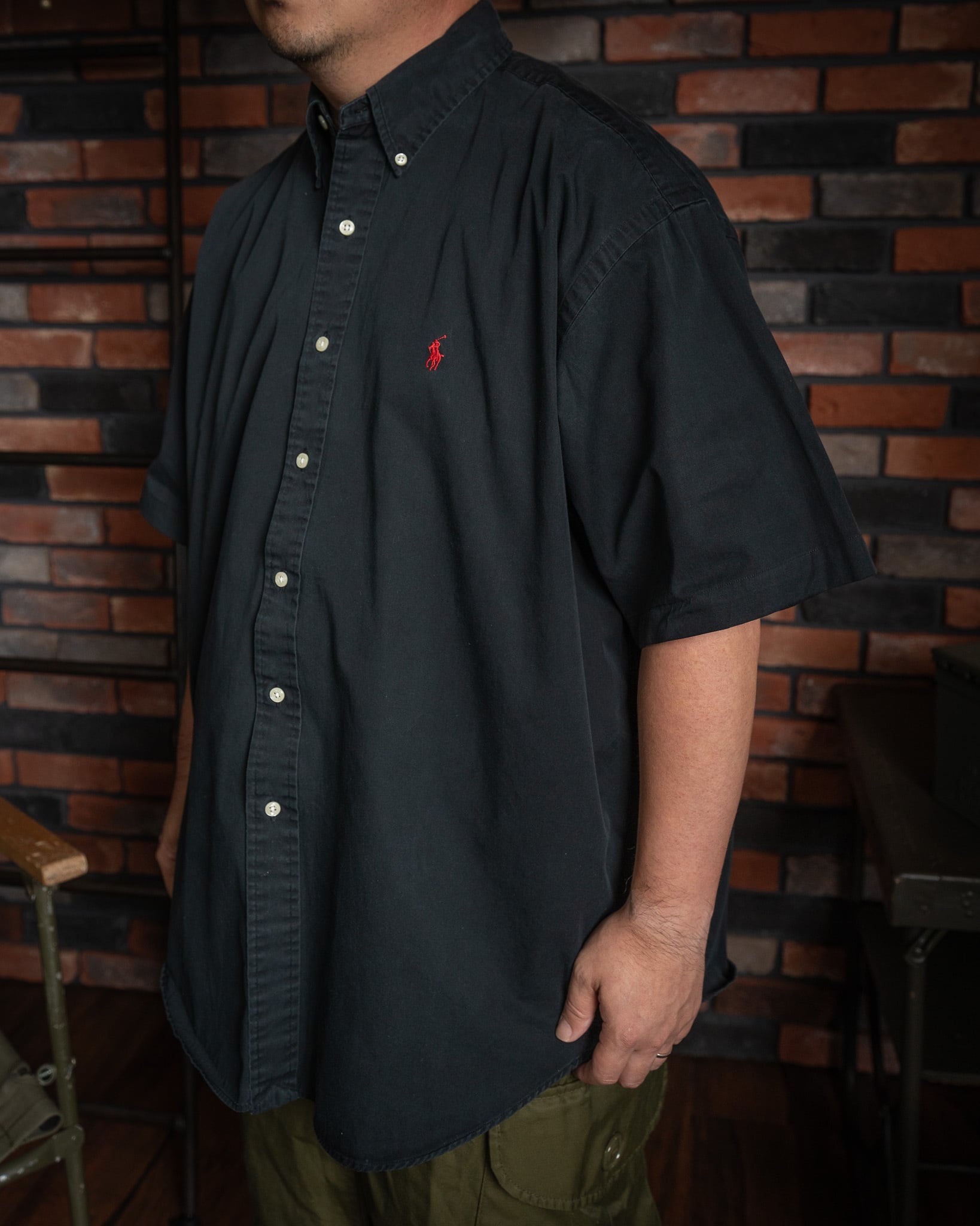 X-LARGE】Ralph Lauren Short Sleeve Cotton BD Shirt 