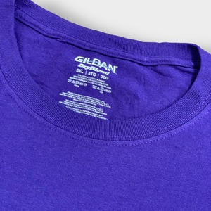 【GILDAN】3XL ビッグシルエット 医療関係  ワンポイントロゴ プリント Tシャツ バックプリント パープル 半袖 US古着