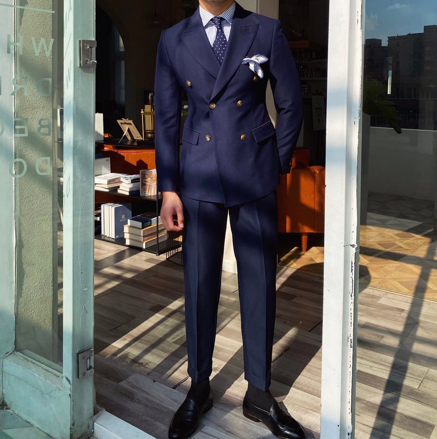 通常定価37800円】(シルエット最高)ベーシックダブルスーツ 4色展開