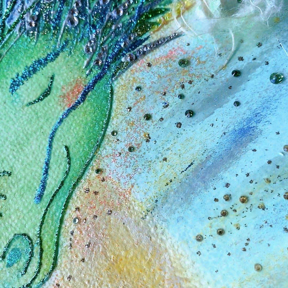 一点もの【 龍の絵.原画】 緑龍～光の中へ〜送料無料～ 龍神 癒し