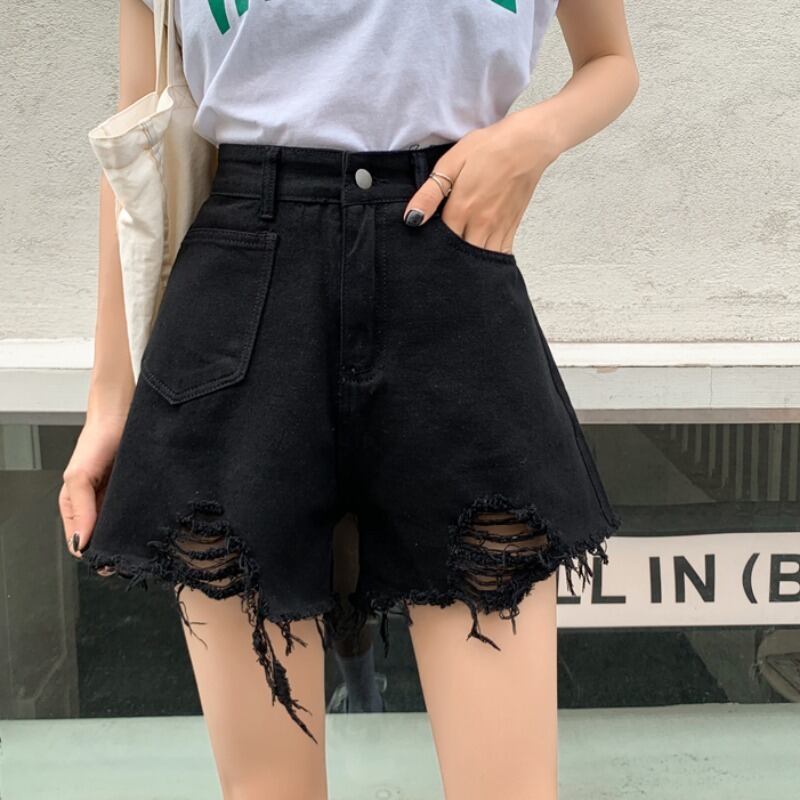 ブラックショーツ サマー薄手ハイウェストウェストパンツ ルーズAライン 夏物 ブルマー 1号婦人76030169771