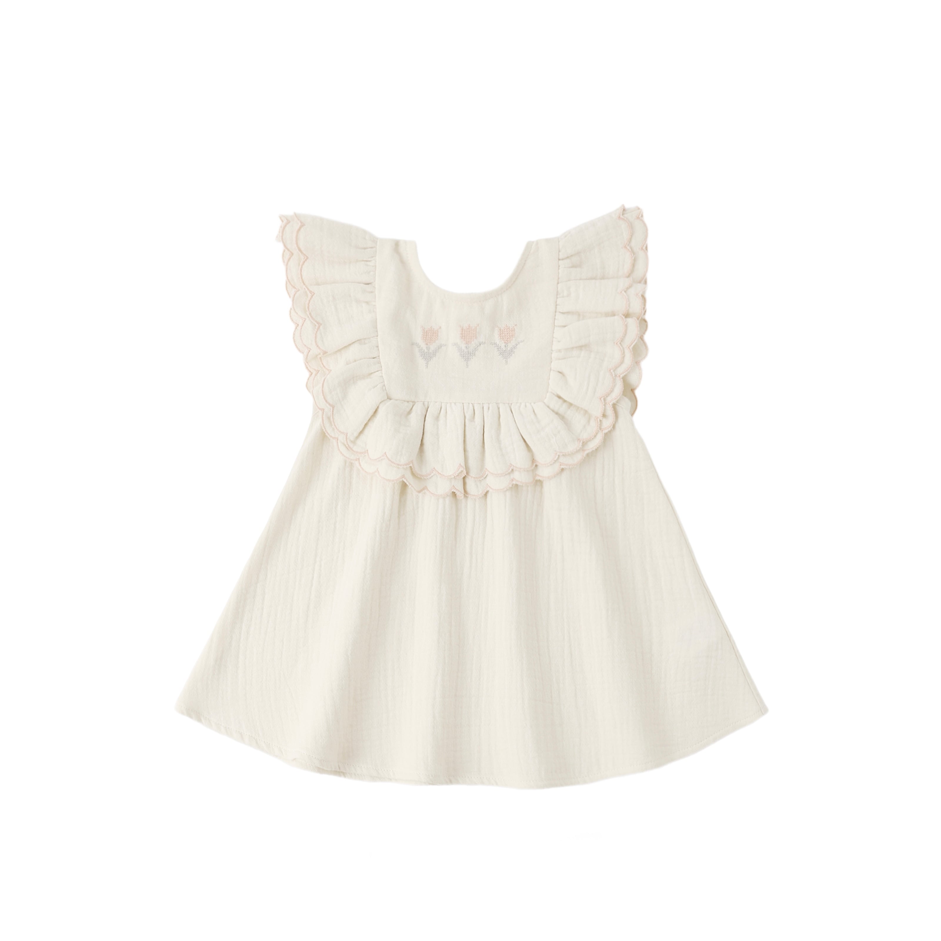 Quincy Mae(クインシーメイ) / 26ss LULUDRESS / NATURAL / 12-18M・18-24M・2-3Y・4-5Y