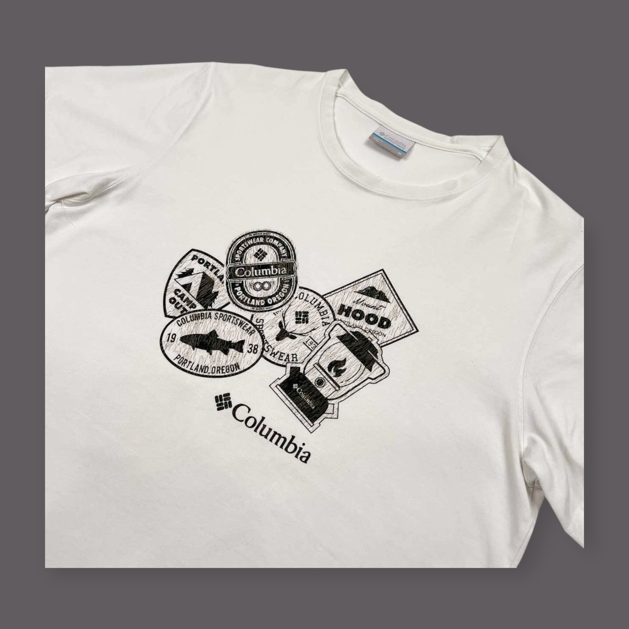 Columbia コロンビア プリント 半袖Tシャツ カットソー サイズ M /メンズ/ホワイト/アウトドア