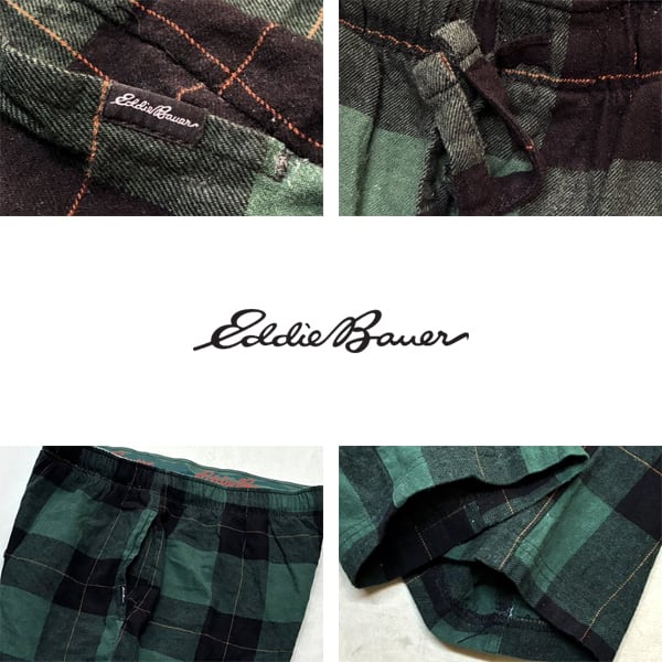 メンズ 90s Eddie Bauer リネン スラックス チェック ワイド 古着