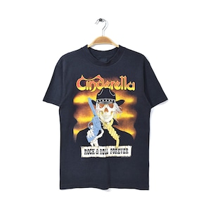 80s シンデレラ ヴィンテージTシャツ スカル 黒 バンドT ロックT シングルステッチ メンズM CINDERELLA 古着 @AB0015