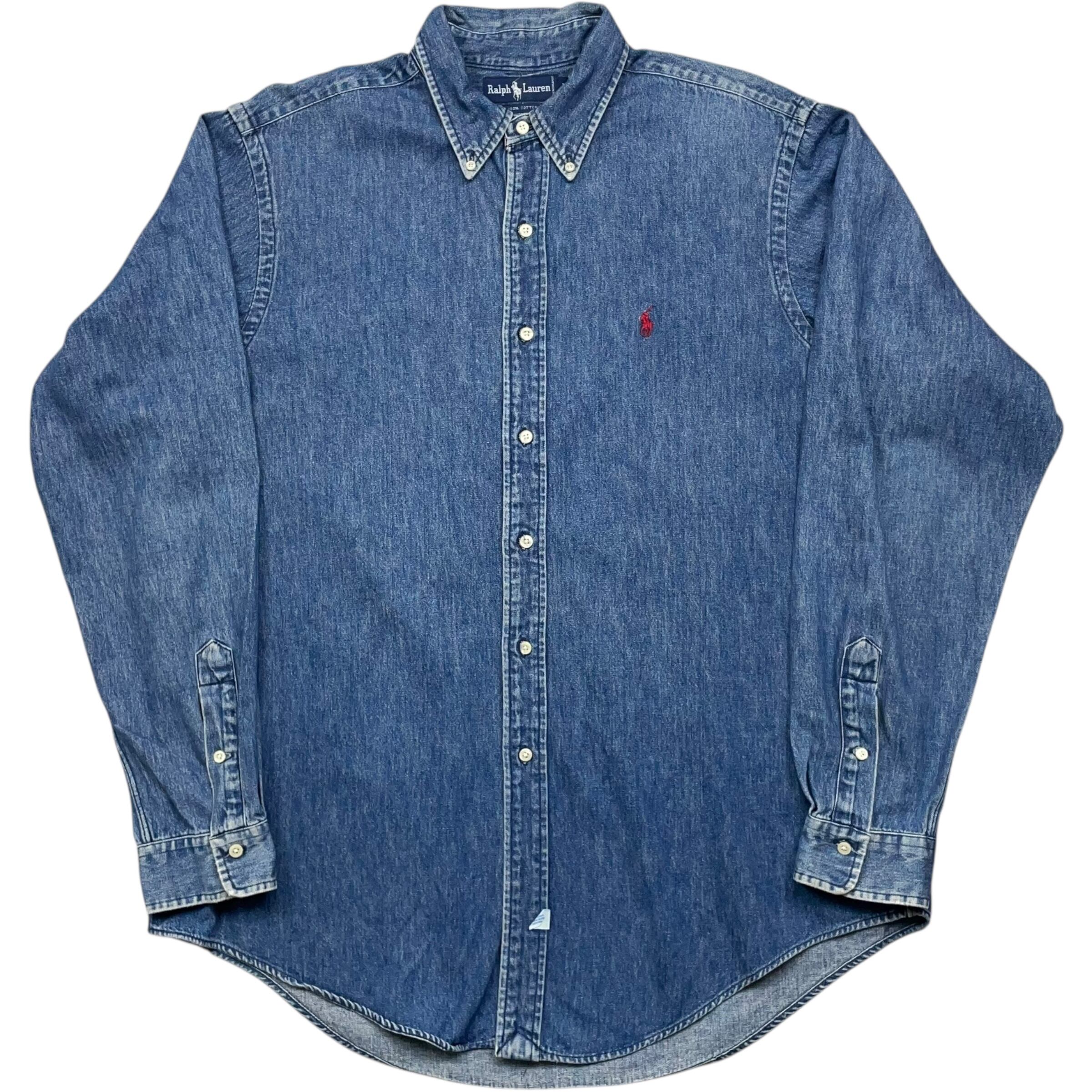 《XL》 Ralph Lauren ラルフローレン デニムシャツ 長袖シャツ ポニー ワンポイント ブルー no.8109