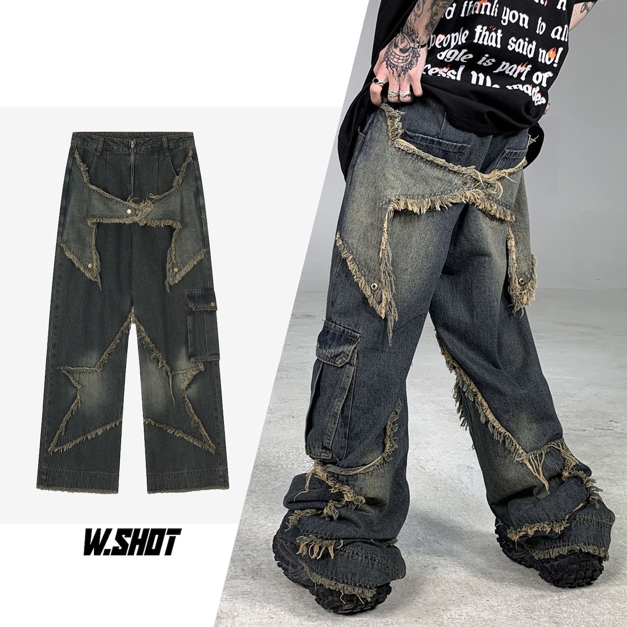 VIBE ストリート スターデニムロング パンツ P116