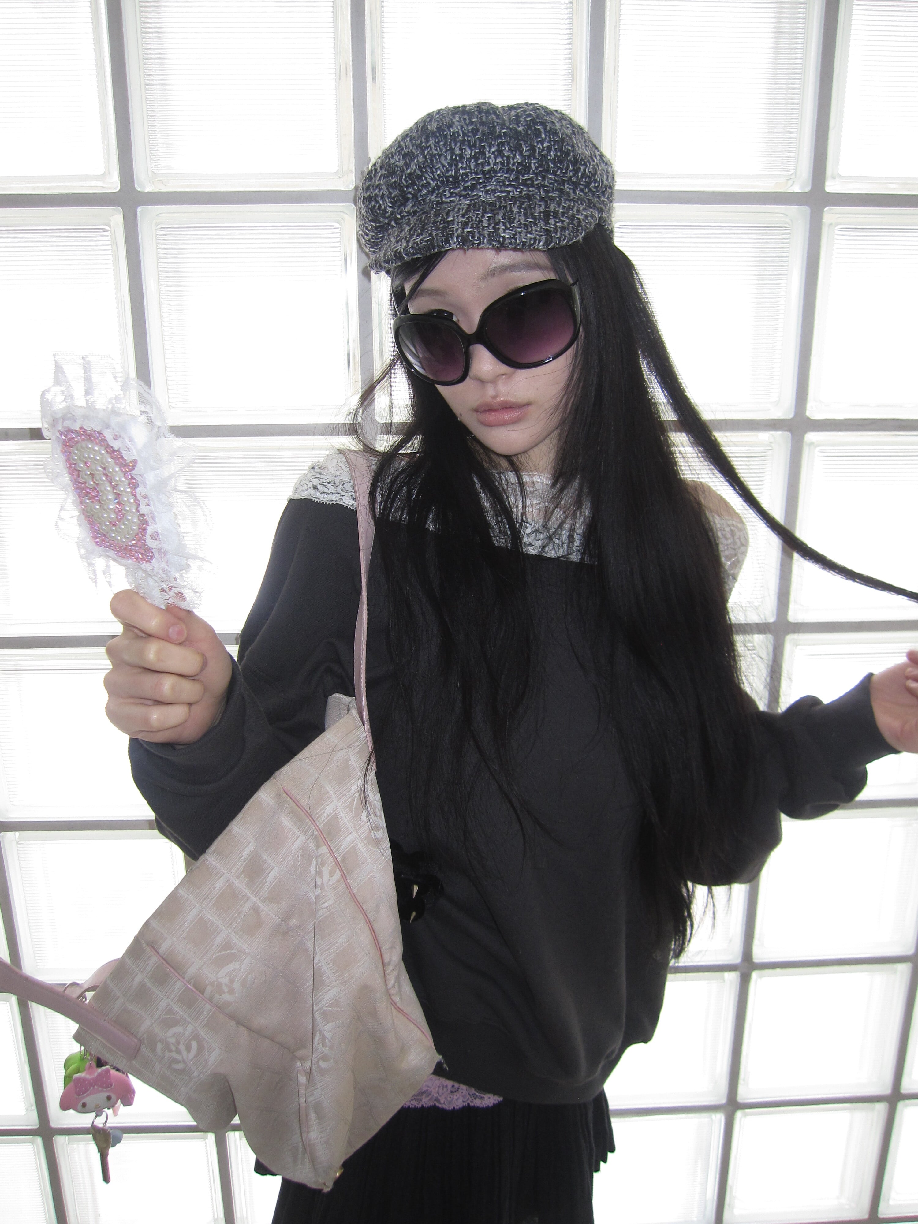 Dlys Off shoulder sweat shirts charcoal | n.k atelier
