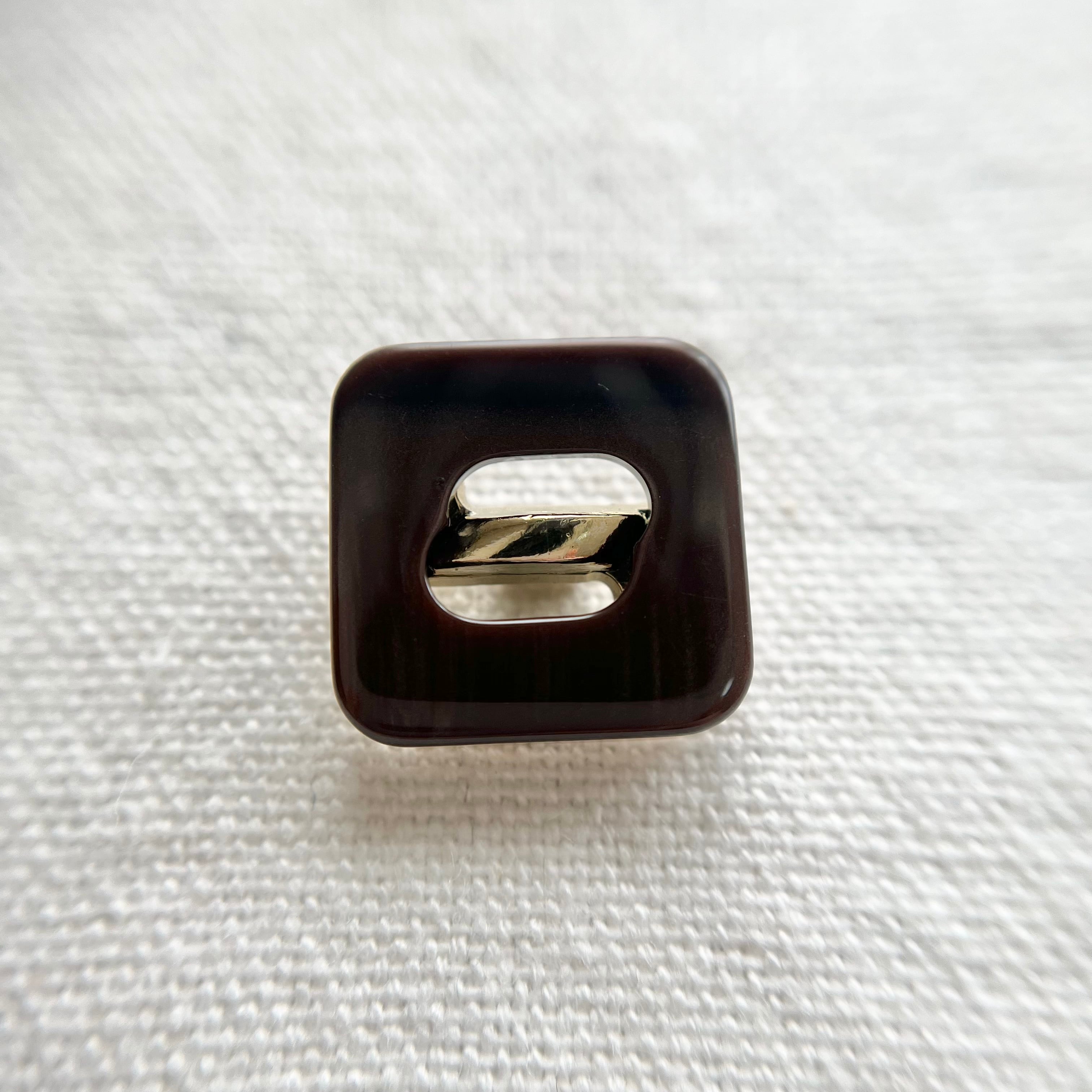 ●『2個セット』ブラウンマーブルスクエア×ゴールド 19㎜