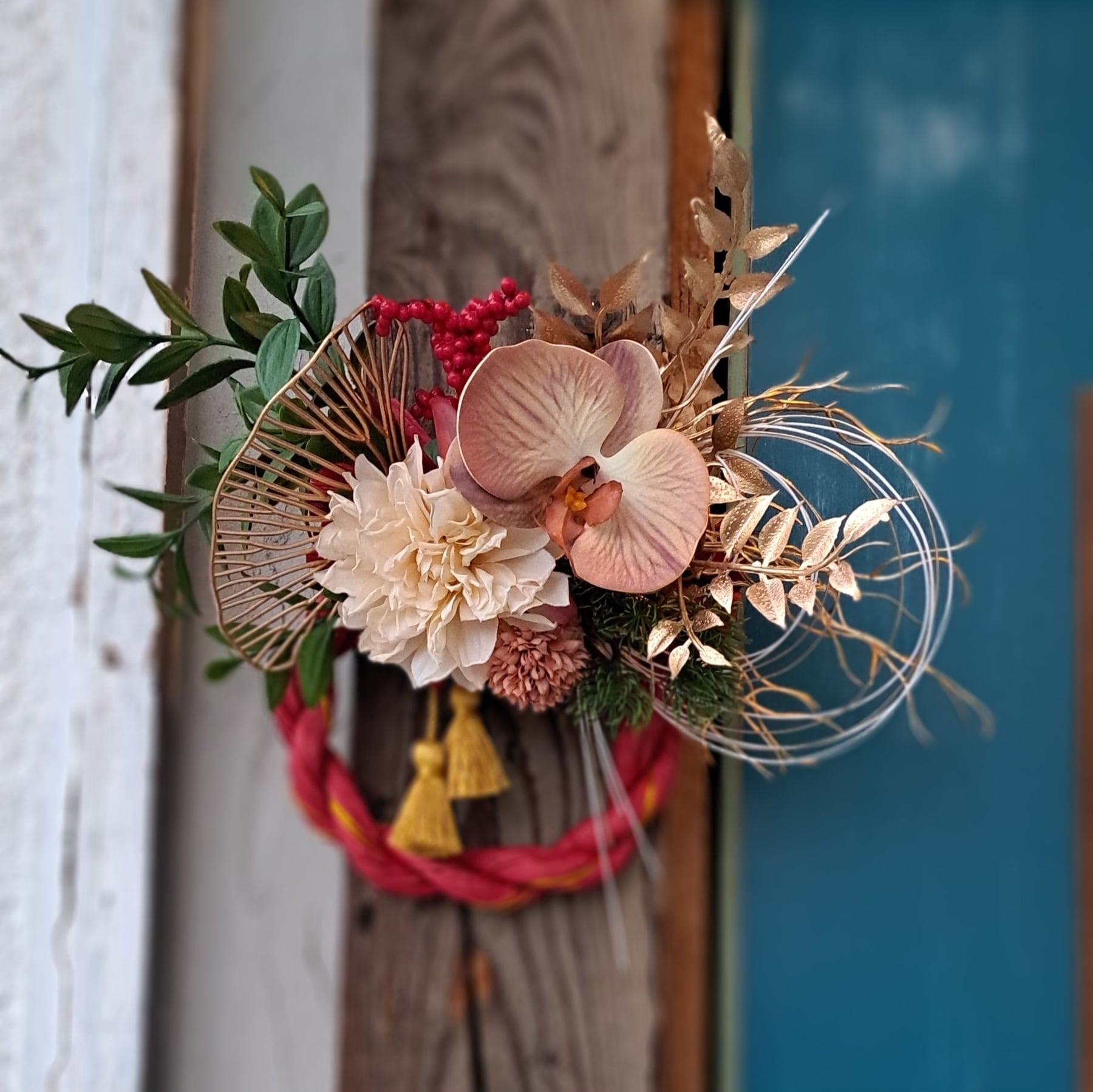 造花のしめ縄かざり リースタイプ | フラワーショップブルジョン