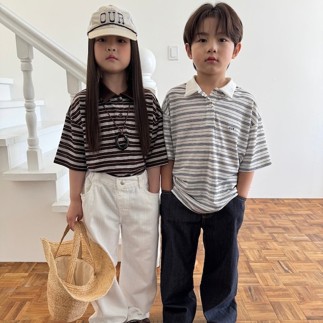【予約】stripe polo/ our（junior）