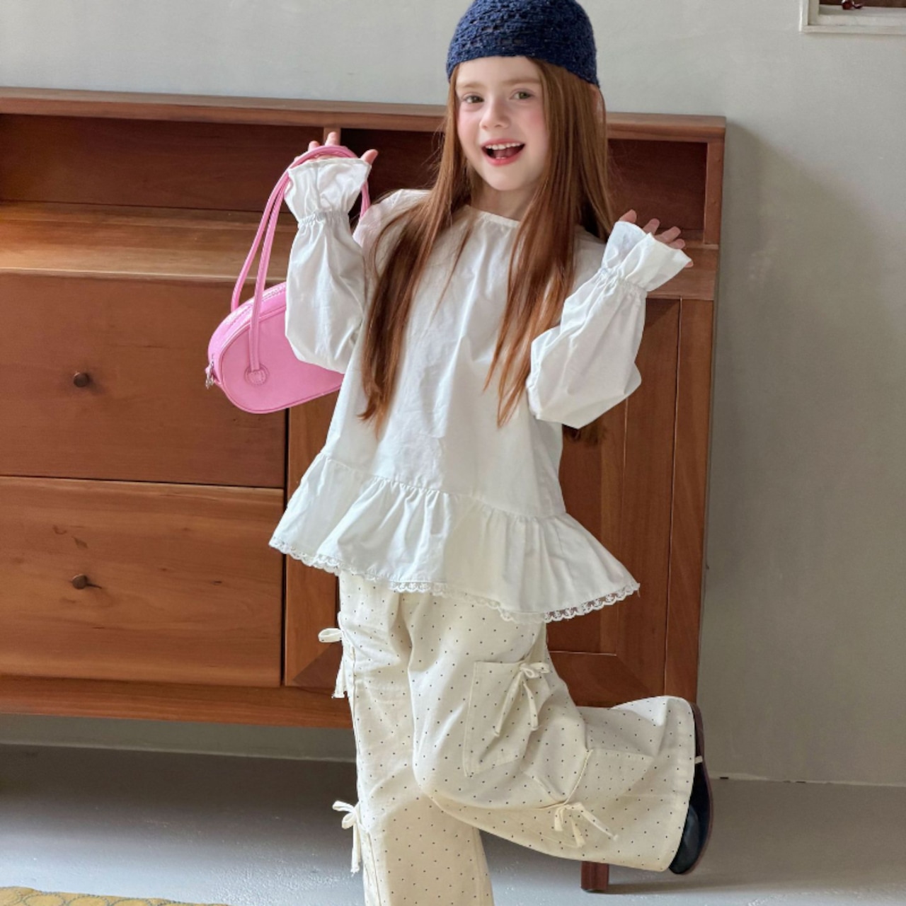 春韓国風レース裾ブラウス