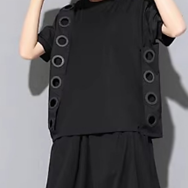 Side eyelet design T-shirt C0083