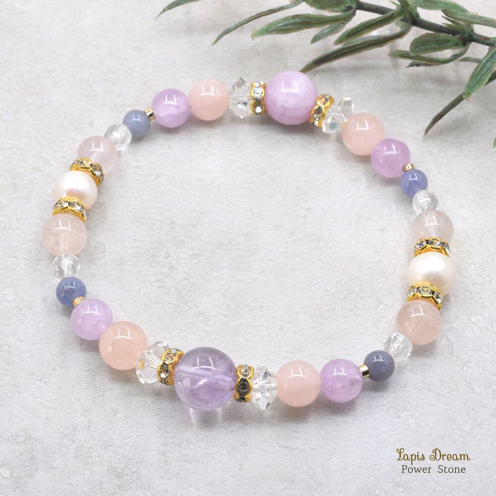 ネガティブな感情を癒し、穏やかな心になるお守り | ローズアメジストのパワーストーン ブレスレット