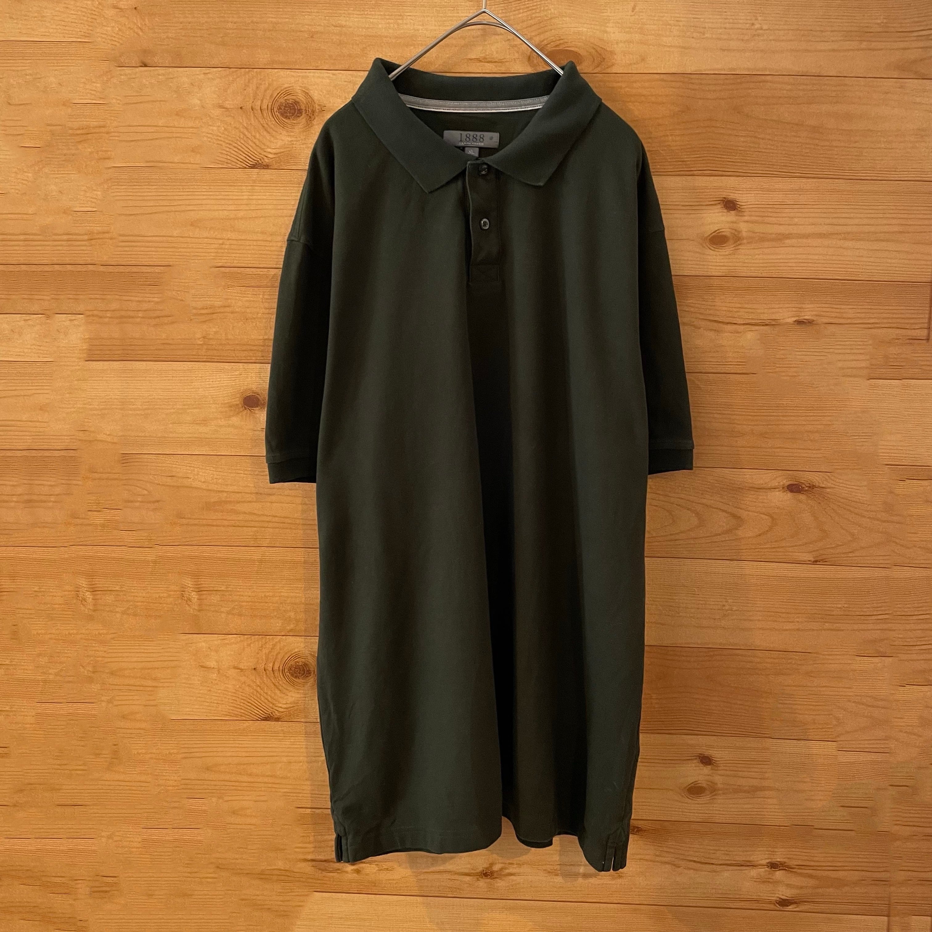 1888 saddlebred】XL ビッグサイズ ポロシャツ ディープグリーン 無地