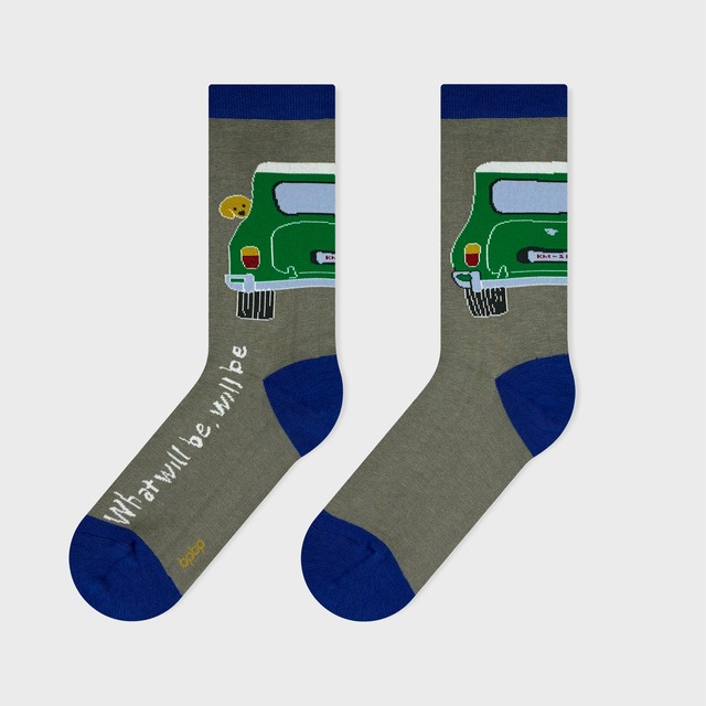 【JIN KITAMURA】北村人 SOCKS DOG IN THE CAR ソックス 前の車の犬