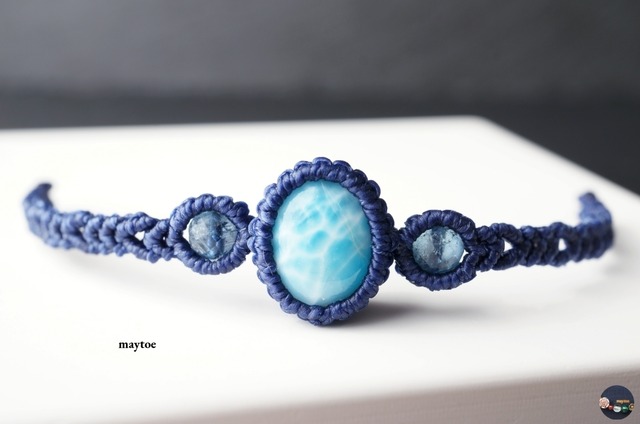【希少石】ラリマーの一点物マクラメブレスレット