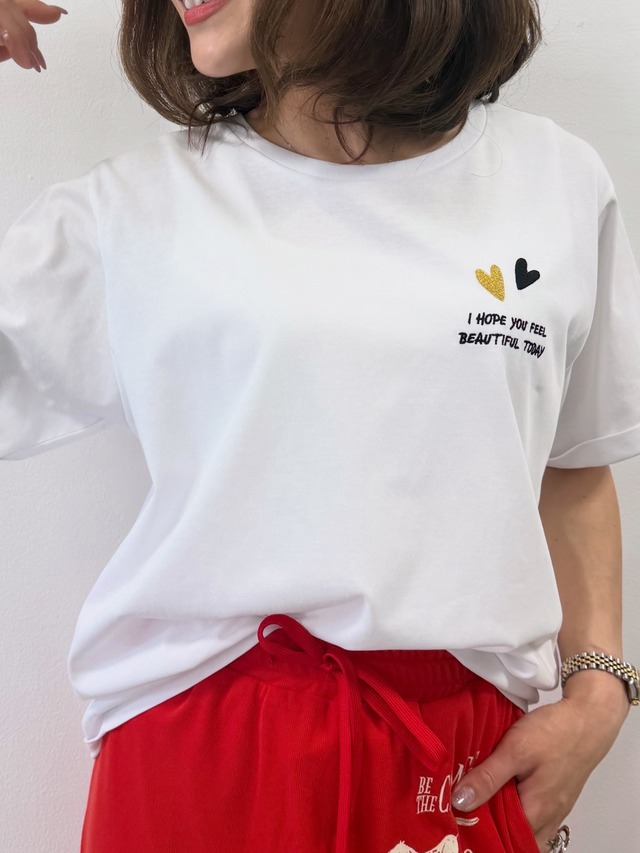 ロージー  Rosiee ハート×ロゴ刺繍Tシャツ