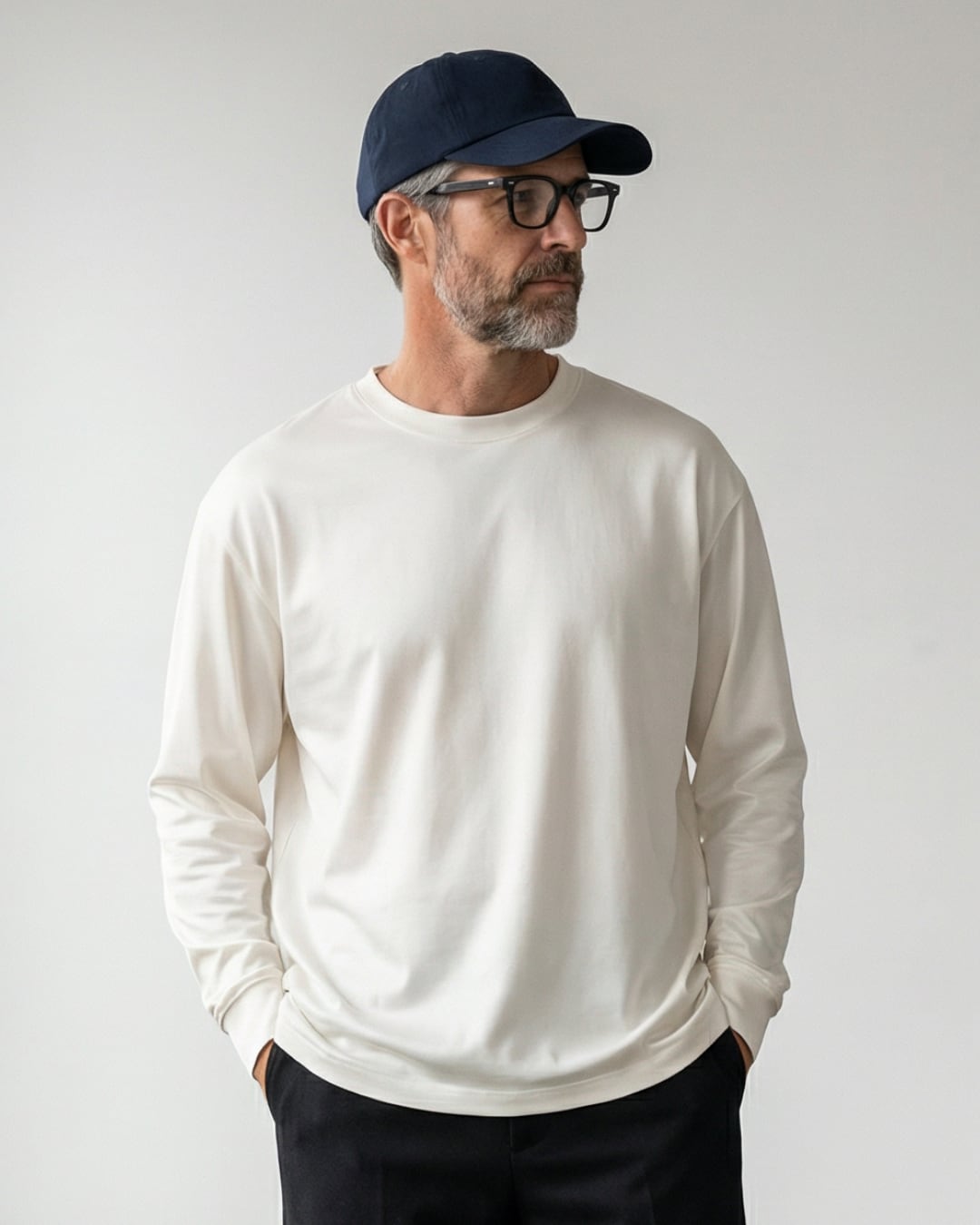 ミニマル クルーネックロングTシャツ 4色 A0091