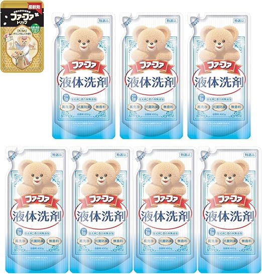 ファーファ　洗濯洗剤5個セット　柔軟剤3個 ファーファ 洗濯用 液体 洗剤 香り ひきたつ 無香料 詰替 (400g) 7個