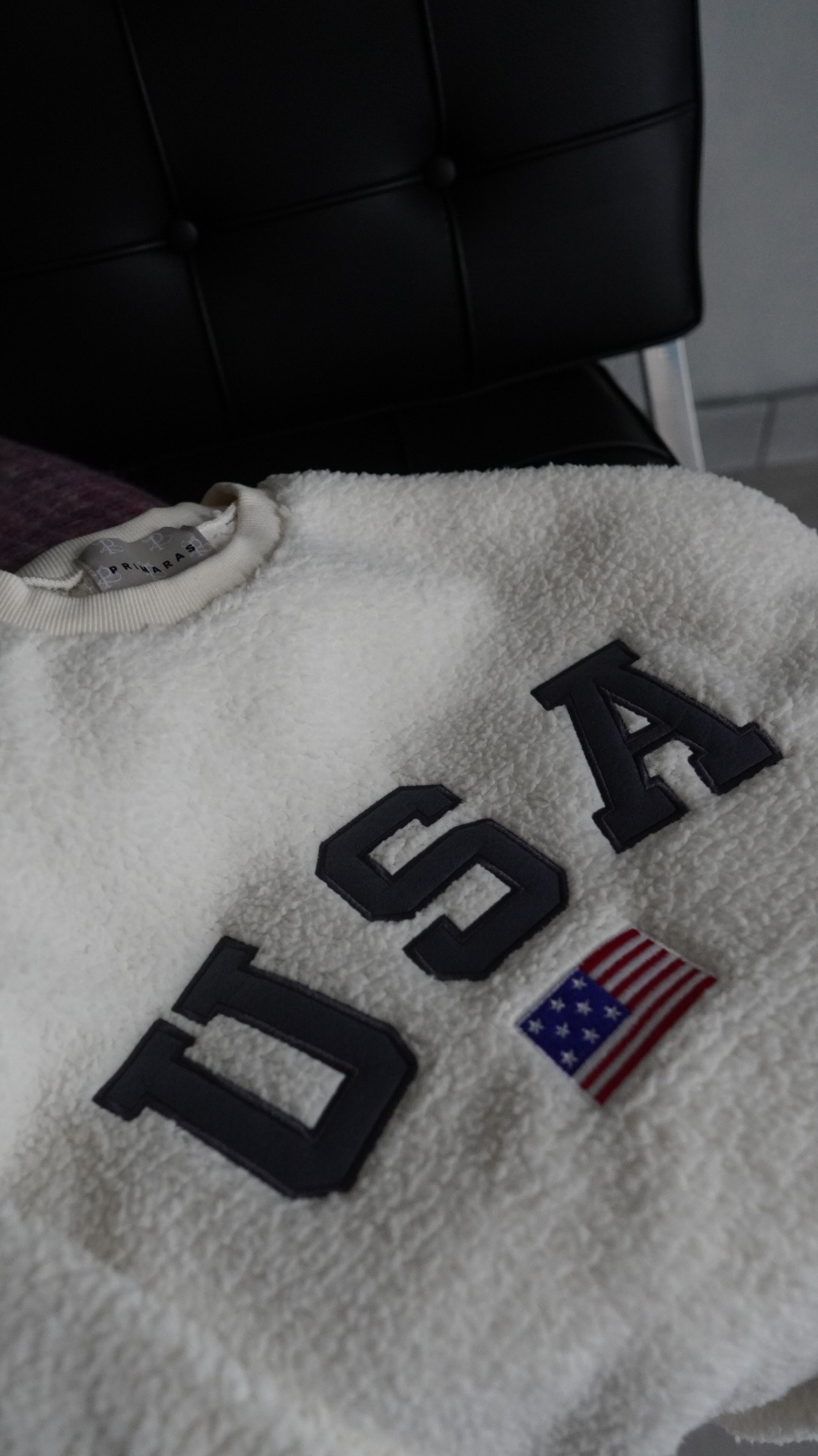 newcolor 【USA】刺繍ボアプルオーバー【unisex】/ivo