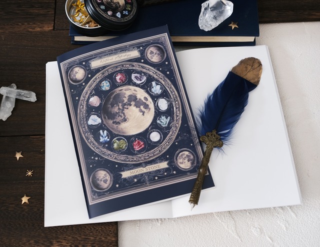 【ノート・手帳】架空の洋書 "誕生石の図鑑" 〜MOON STONE〜 ノート A5サイズ｜手帳・日記帳・スケジュール帳