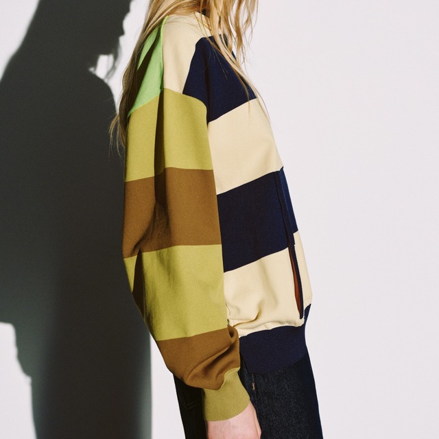 Striped drop shoulder knit A00097
