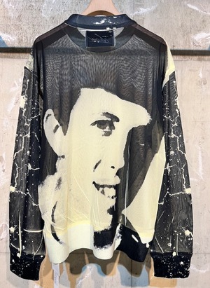 NKGW エヌケージーダブリュ / seethrough pullover print YELLOW / シアートップス