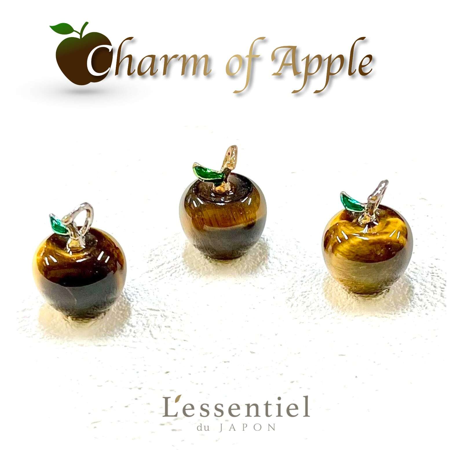 ミニ 天然石 チャーム 】 アップル りんご 金運 タイガーアイ お守り