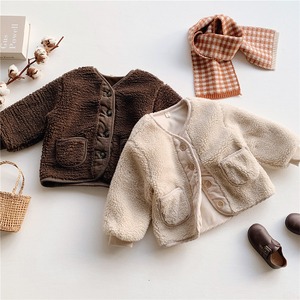 【BABY&KID】冬作ベーシック無地フリースアウター