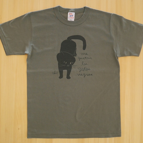 Tシャツ「黒猫」アーミーグリーン