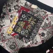 桜花爛漫 オウカランマン 和柄 桜 龍 長袖 ヘンリーネック Tシャツ XL/ブラック系 メンズ
