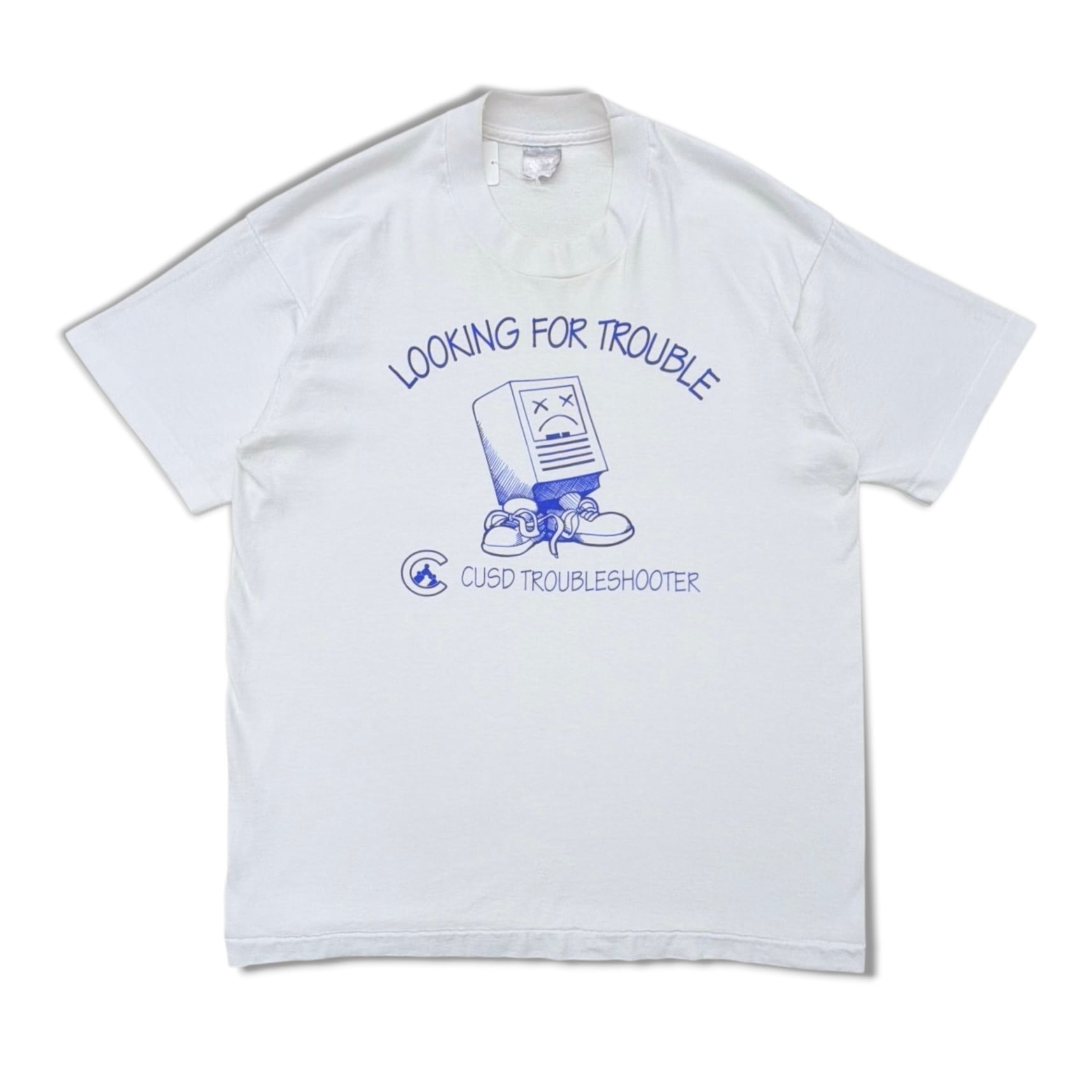 【パロディ】90’s “LOOKING FOR TROUBLE” CUSD トラブルシューター Tシャツ