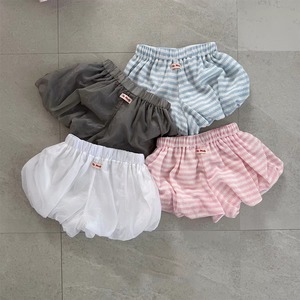 【BABY&KID】夏作フリルボンボンパンツショートパンツ